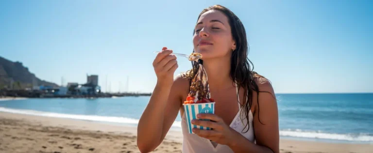 mujer_playa_comiendo